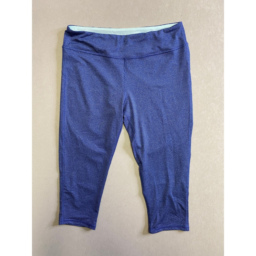 Marika Sport Women Blue Space Dye Capri Leggings Size L Activewear Workout Pants